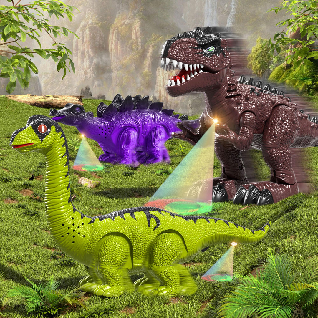 TEMI 3 Pack Electric Walking Dinosaur Toys for Toddlers