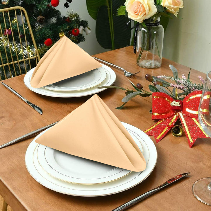 Ruvanti Cloth Napkins Set of 12, 18x18 Inches Napkins Cloth Washable, Soft, Durable, Absorbent, Cotton Blend. Table Dinner Napkins Cloth for Hotel, Lunch, Restaurant, Wedding, Parties - Yellow Gold