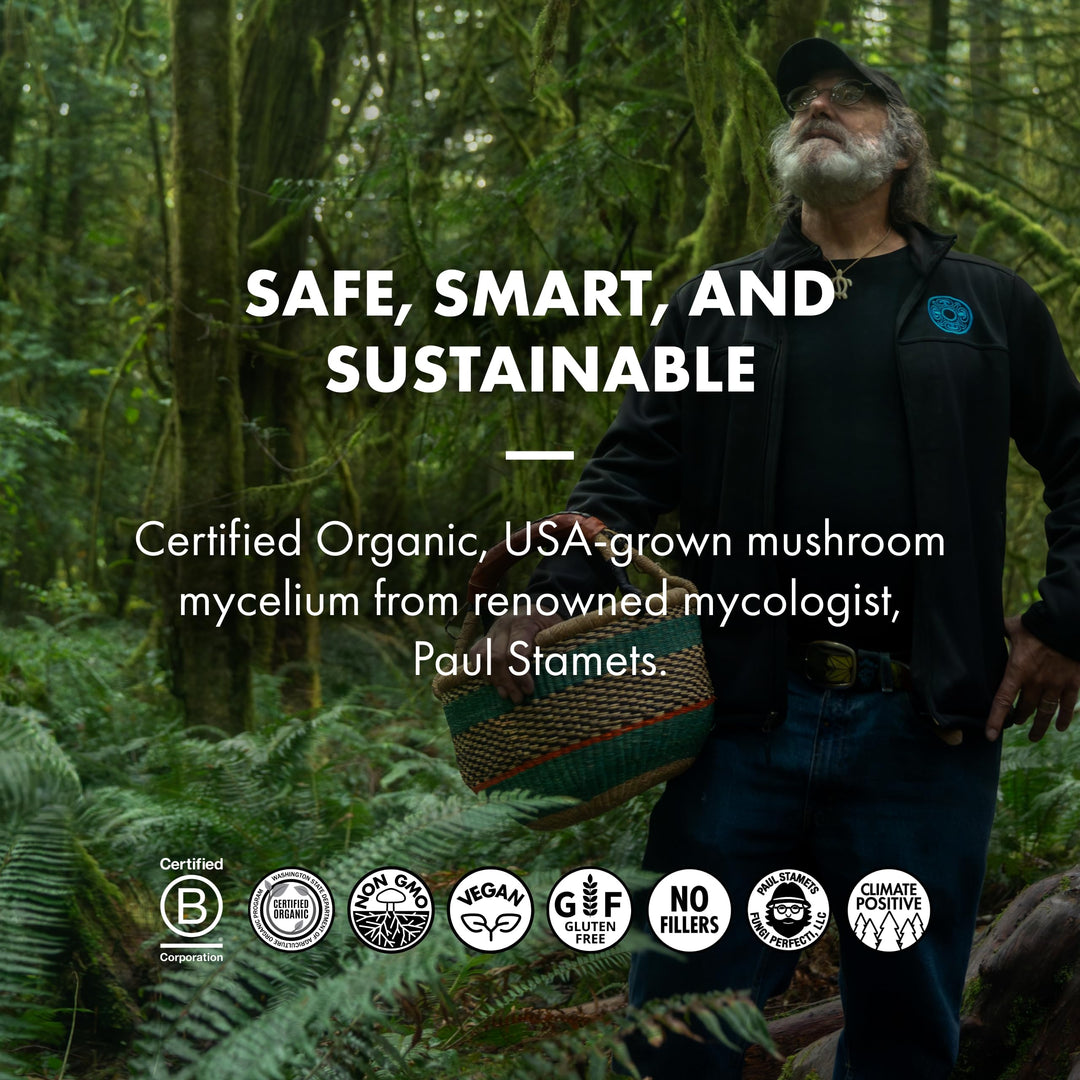 Stamets 7-7 Species Blend - Mushroom Supplement for Immune Support - Includes Royal Sun Blazei, Cordyceps, Reishi, Maitake, Lion&#39;s Mane, Chaga &amp; Mesima - 120 Capsules (60 Servings)*