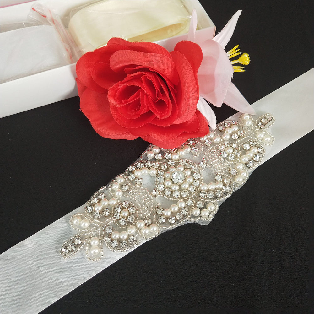 DUOBAO Silver Wedding Belt Rhinestone Belt Wedding Rhin