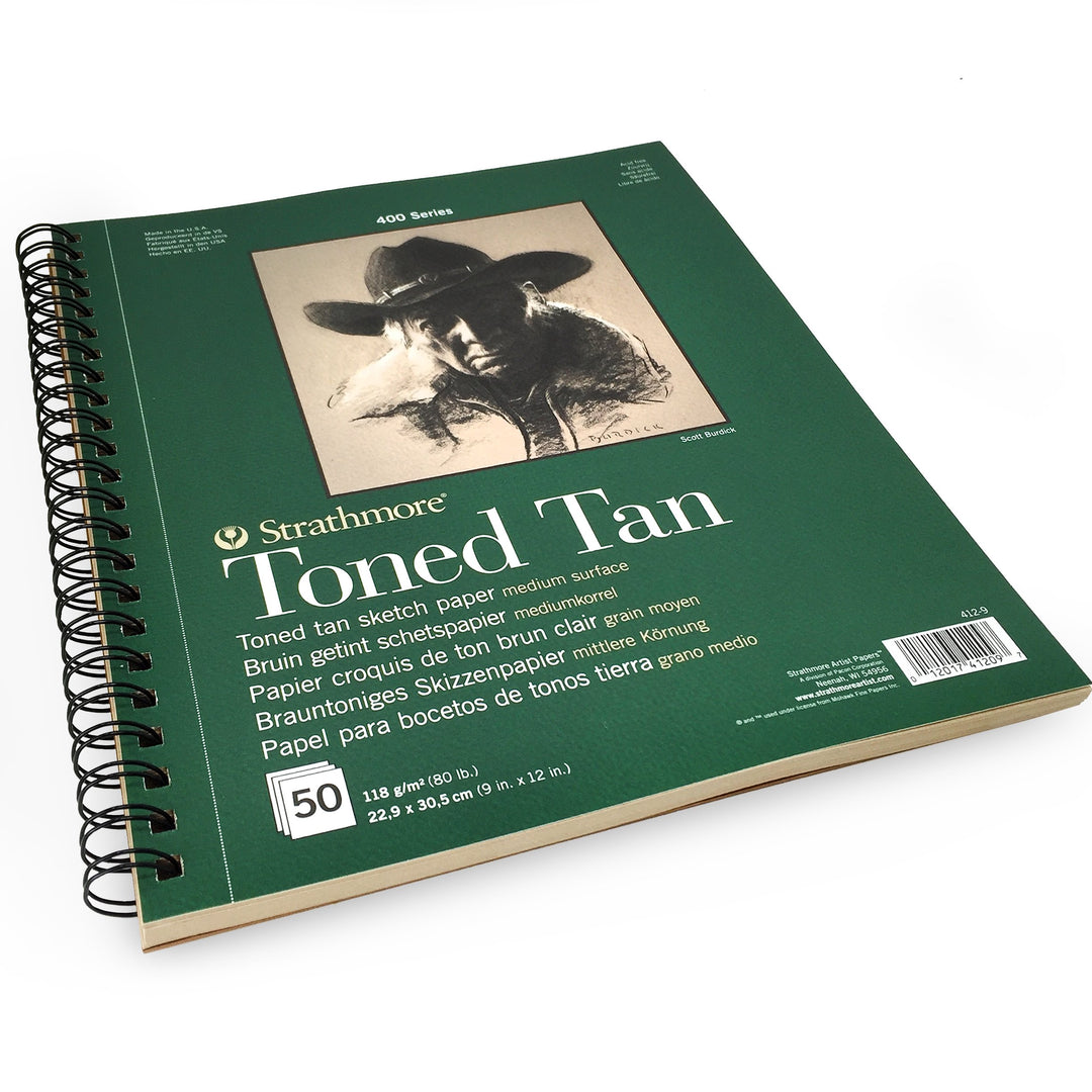 412-9 400 Series Toned Tan Sketch Pad, 9x12 Wire Bound, 50 Sheets