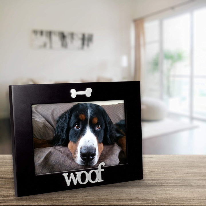 International Designs Black Wood Expression Picture Frame, Woof, 4x6, Black