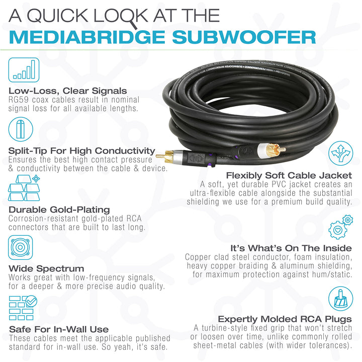 Mediabridge Ultra Series Subwoofer Cable (50 Feet) - Du