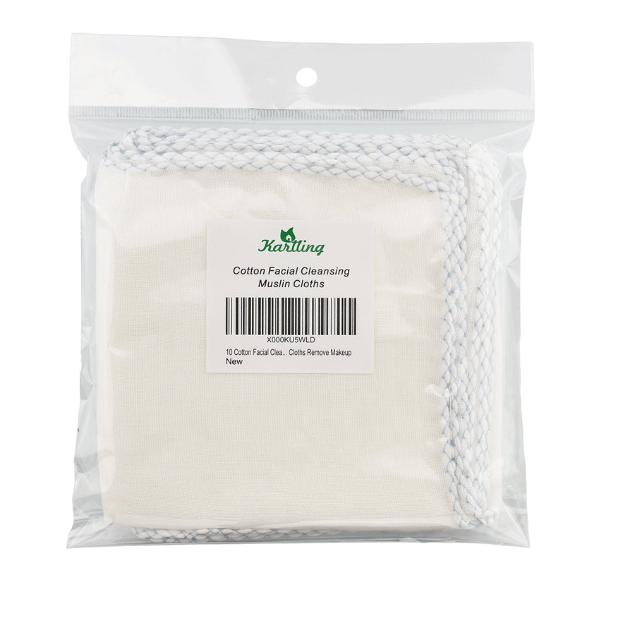 10 Cotton Facial Cleansing Muslin Cloths Remove Makeup