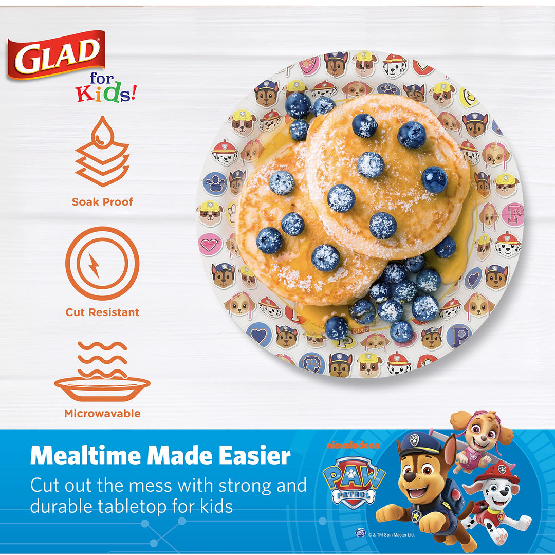 Glad for Kids Paw Patrol Emoji Paper Plates, 20 Count, 