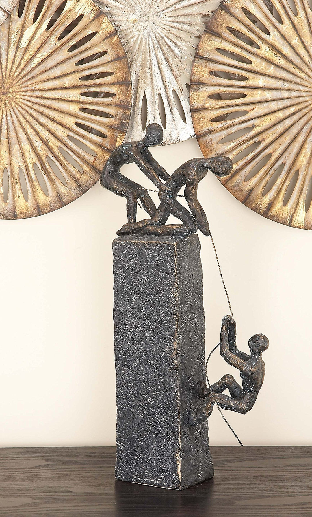 Polystone People Decorative Sculpture Climbing Home Decor Statue, Accent Figurine 7 x 3 x 17, Gray