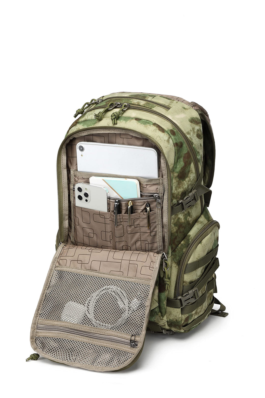 Military Tactical Backpack Large Army 3 Day Assault Pack Molle Bag Backpacks-Watercolor-grass green