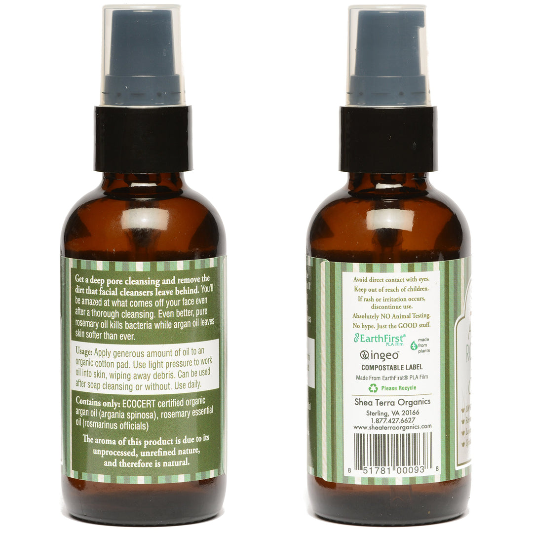 Argan &amp; Rosemary Cleansing Oil | Deep Pore Treatment, Bacteria Remover, Vitamin E Oil | All Skin Types - 2 oz