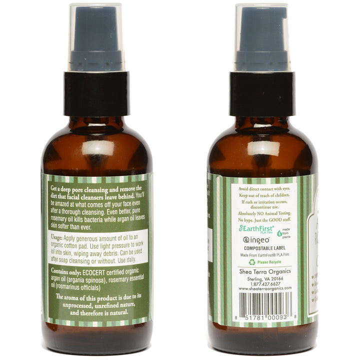 Argan &amp; Rosemary Cleansing Oil | Deep Pore Treatment, Bacteria Remover, Vitamin E Oil | All Skin Types - 2 oz