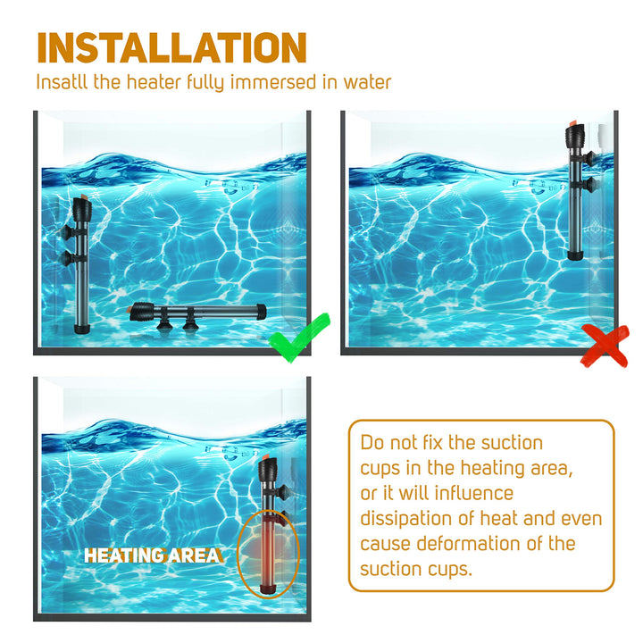 Submersible Aquarium Heater,100W Adjustable Fish Tahk Heater with 2 Suction Cups Free Thermometer Suitable for Marine Saltwater and Freshwater