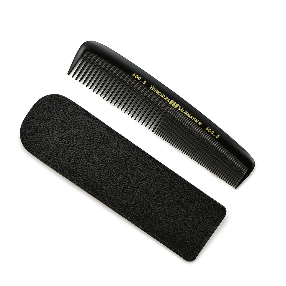 Hercules Sagemann Gents Hair Comb In Leather Pouch Seam