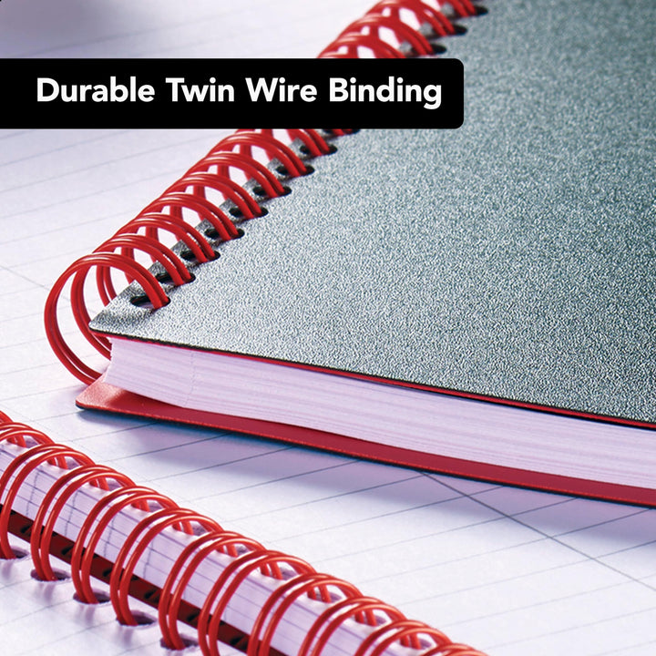 Black n&#39; Red Notebook, Business Journal, 11 x 8, 70 Sheets, Ruled, Optik Paper, Scribzee App, Flexible Poly Cover, Wirebound, Black (K67030)