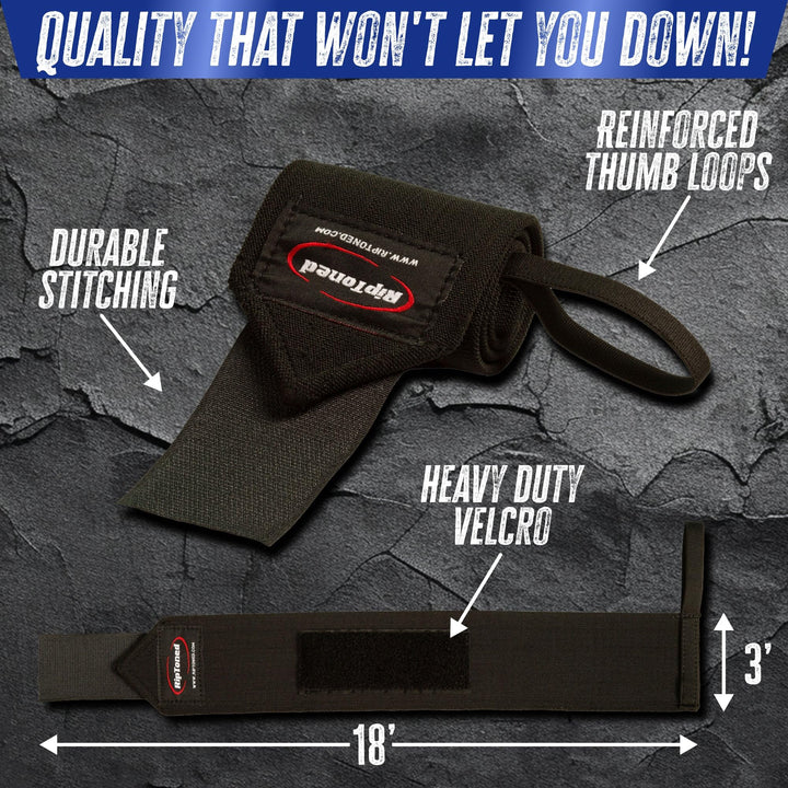 18” Wrist Wraps - Wrist Straps for Weightlifting - Lift Better, Protect Wrist Pain - Adjustable, Durable, Machine Washable - Wrist Brace for Weightlifting - USPA Endorsed for Men &amp; Women