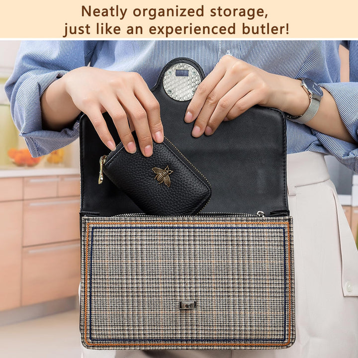 RFID Credit Card Holder, Small Leather Zipper Card Case Wallet for Women (Lite,Taupe Grey)