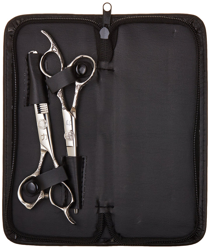 Engraved Flowered Handled Stainless Cutting Shear and Thinner, 3.7 Ounce