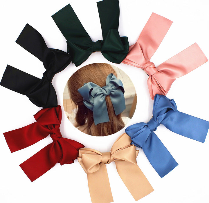 6 Pcs Large Big Huge 8.3 Soft Silky Hair Bow Clip Lolita Party Oversize Handmade Girl French Barrette Style Hair Clips