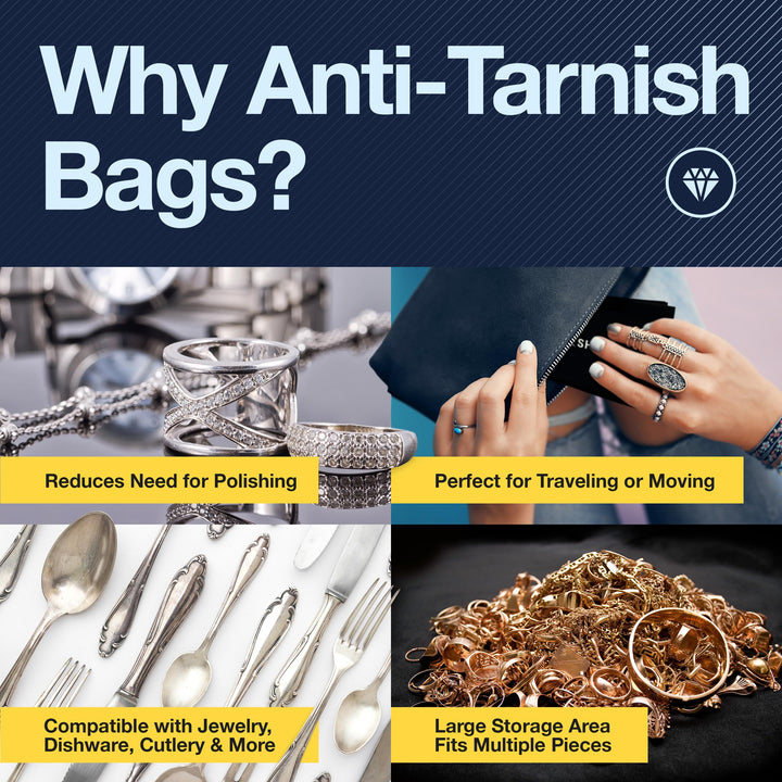 Anti Tarnish Storage Bag 18 x 18 | Fabric Cloth Bags for Sterling Silver Jewelry Silverware Trays and More