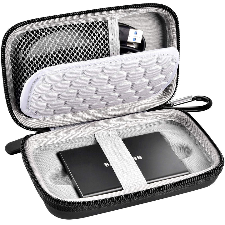 Case Compatible with Samsung T7/ T7 Touch Portable SSD 1TB 2TB 500GB USB 3.2 External Solid State Drive, Travel Carrying Storage Organizer Fits for USB Cables and More Accessories (Black)
