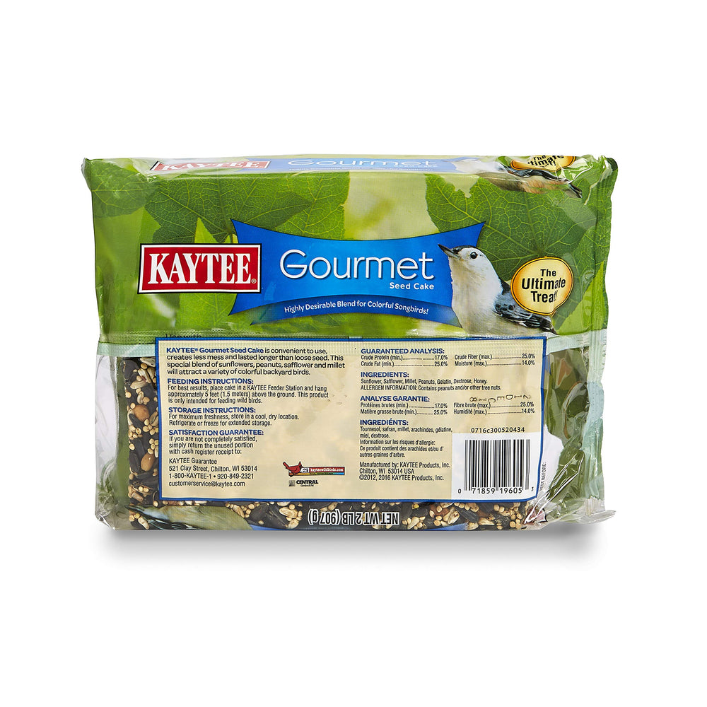 Wild Bird Gourmet Seed Cake For Cardinals, Chickadees, Juncos, Titmice, Woodpeckers and More, 2 Pounds