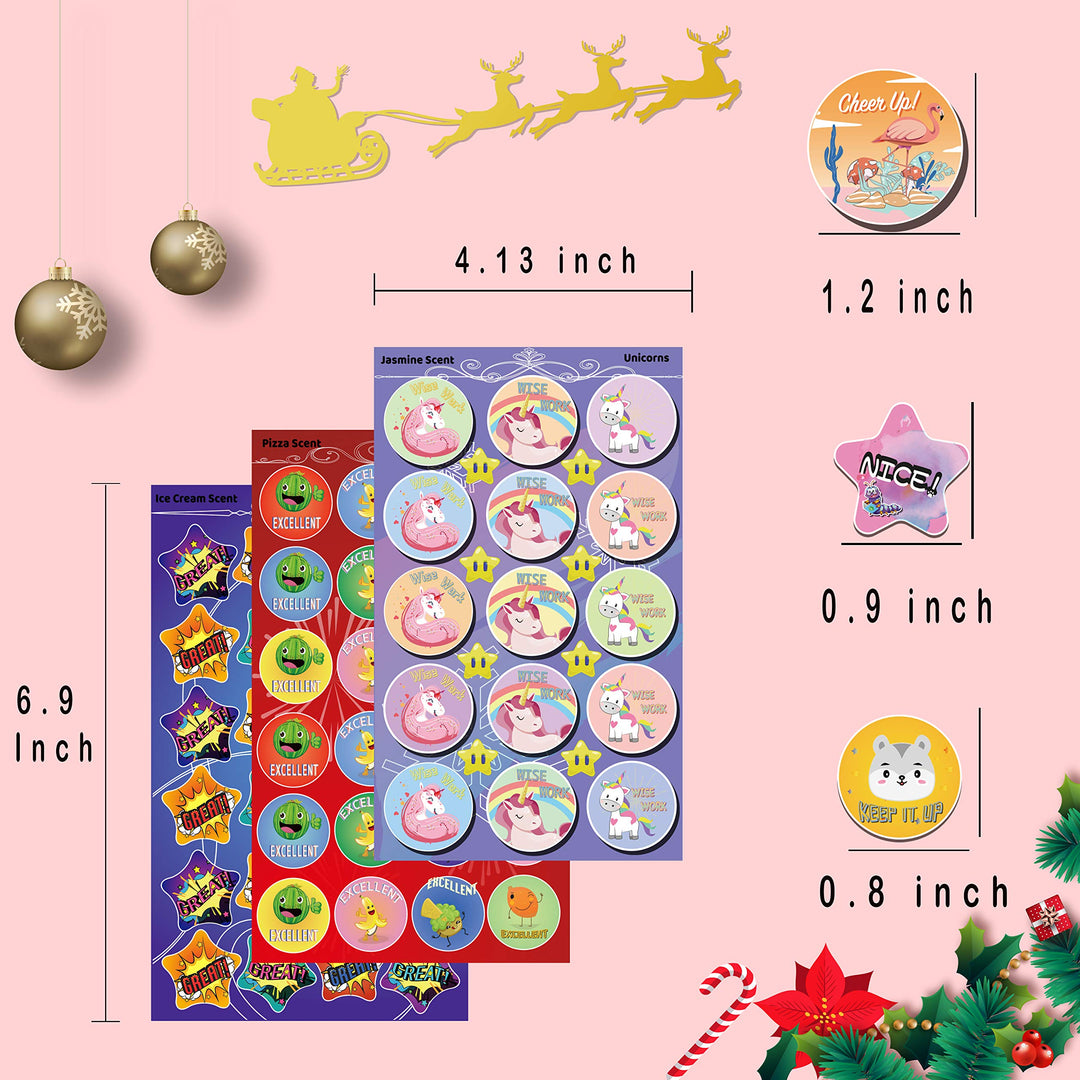 Scratch and sniff Stickers, Smelly Stickers for Kids - 48 Sheets Reward Stinky Stickers Gift for Christmas