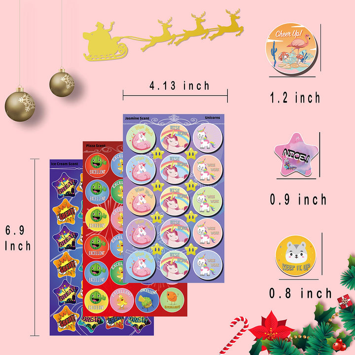 Scratch and sniff Stickers, Smelly Stickers for Kids - 48 Sheets Reward Stinky Stickers Gift for Christmas