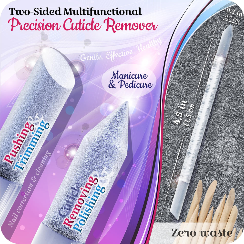 Baikal Beauty Manicure Stick: Professional Eu Quality Manicure Pedicure Tempered Glass Cuticle Pusher And Nail Trimmer Cutter, Precision Filing, Soft, Smooth, Elegant-Looking Nails, Abrasive