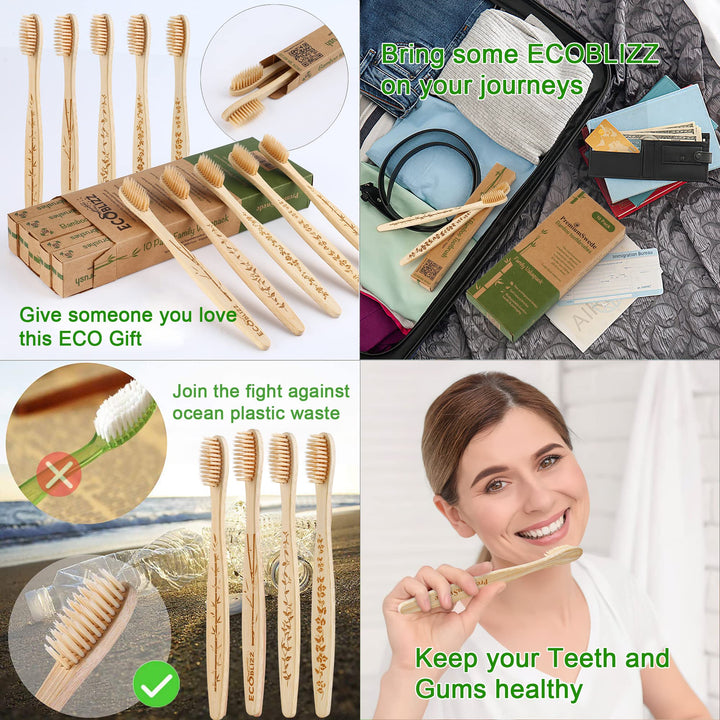 Bamboo Toothbrushes Biodegradable Eco Friendly - Natura
