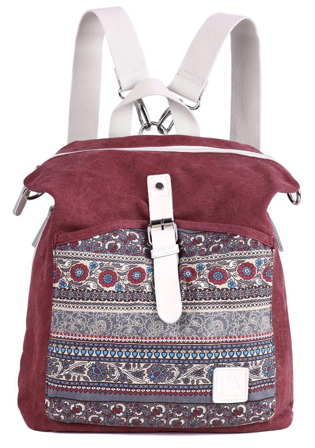 Women Backpack Canvas Rucksack Ladies Fashion Shoulder Bag (Maroon)