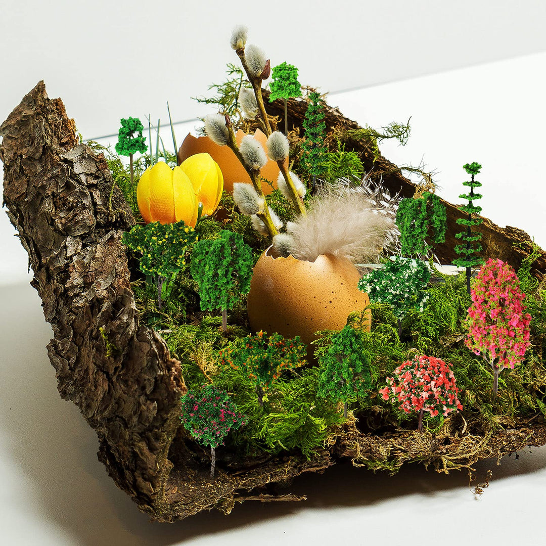 28 Pcs Model Trees Fake Miniature Trees Diorama Supplies Model Scenery Supplies Miniature Garden Accessories with Faux Moss Snow Leaves Decor for DIY Projects Landscape Fairy(Mixed Trees)