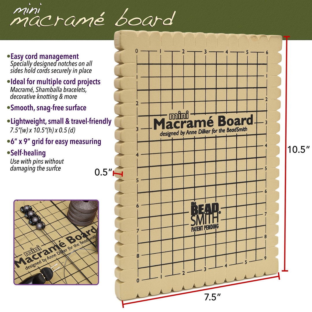 The Beadsmith Mini Macrame Board, 7.5 x 10.5 inches, 0.