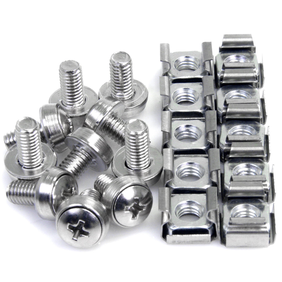 M6 Screws and Cage Nuts - 50 Pack - M6 Mounting Screws and Cage Nuts for Server Rack and Cabinet - Silver (CABSCREWM6)