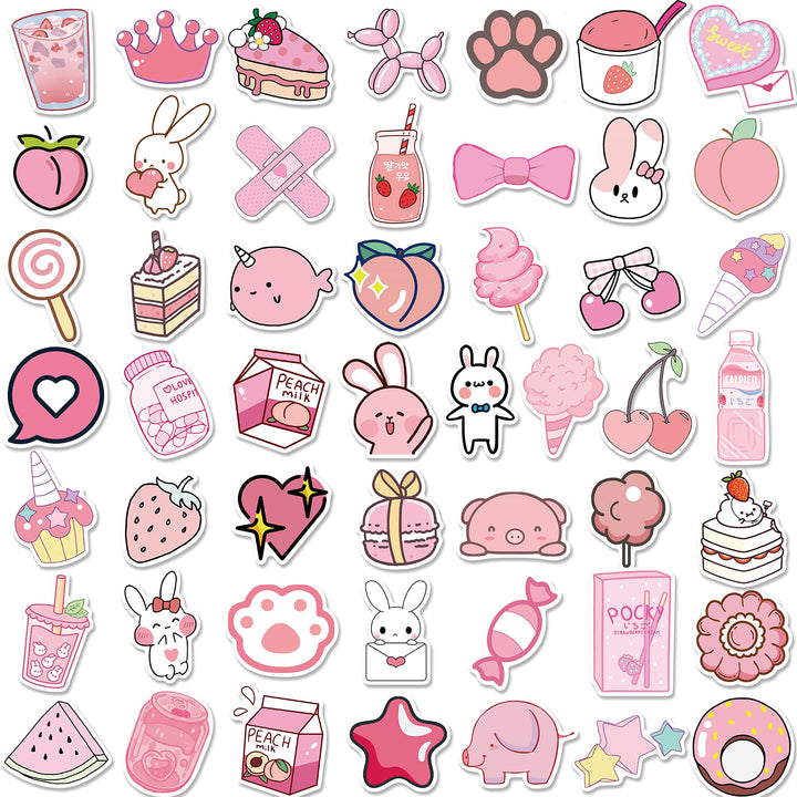 Kawaii Stickers for Water Bottles - 100Pcs Cute Vsco Aesthetic Stickers Purple Stickers Laptop Stickers for Kids Teens Girls (Pink&amp;Purple)