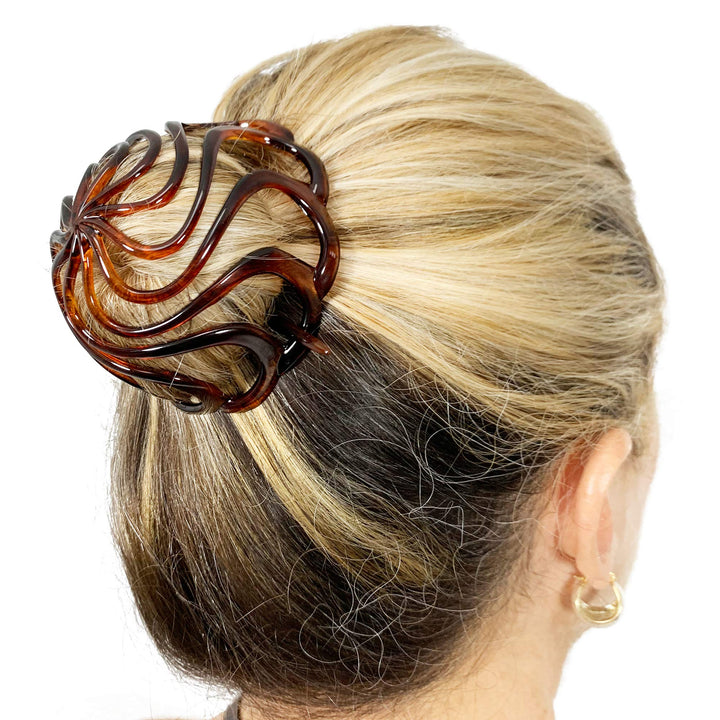 Paris CP16 French woman Hair Accessories (3 1/2) Hair Bun Ponytail Holder. Hair Updo Bun Cover Cap. Strong and Durable Hair Ornaments. Made in France