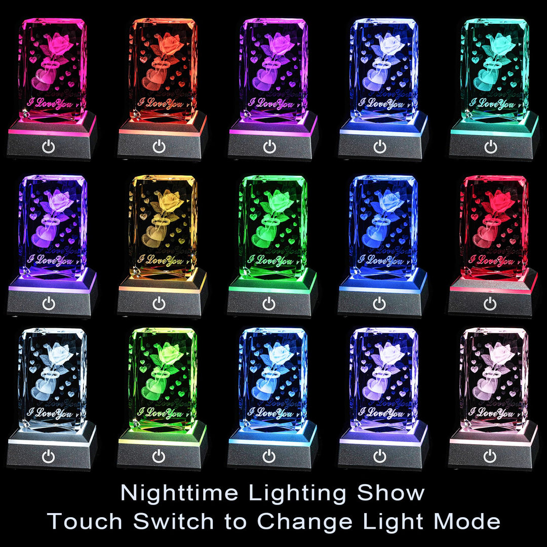 3D Sweetheart Crystal Multicolor Nightlight I Love You Decolamp,Christmas Gifts for Wife Her Girlfriend Mom,Unique Thanksgiving Valentines Anniversary Birthday Presents Ideas