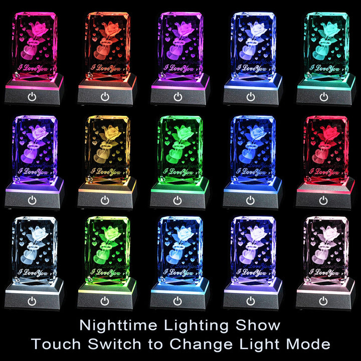 3D Sweetheart Crystal Multicolor Nightlight I Love You Decolamp,Christmas Gifts for Wife Her Girlfriend Mom,Unique Thanksgiving Valentines Anniversary Birthday Presents Ideas
