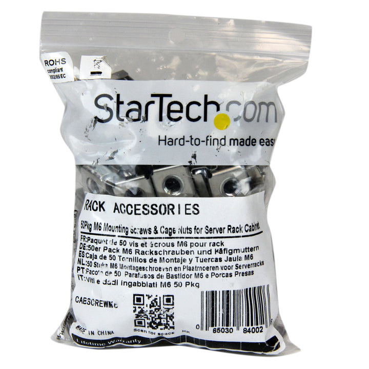 M6 Screws and Cage Nuts - 50 Pack - M6 Mounting Screws and Cage Nuts for Server Rack and Cabinet - Silver (CABSCREWM6)