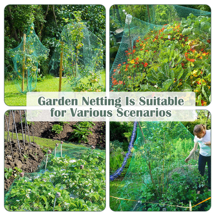 CandyHome 13Ft x 33Ft Anti Bird Protection Mesh Garden Netting Seedlings Plants Flowers Fruit Trees Vegetables from Rodents Deer Reusable Fencing, Green