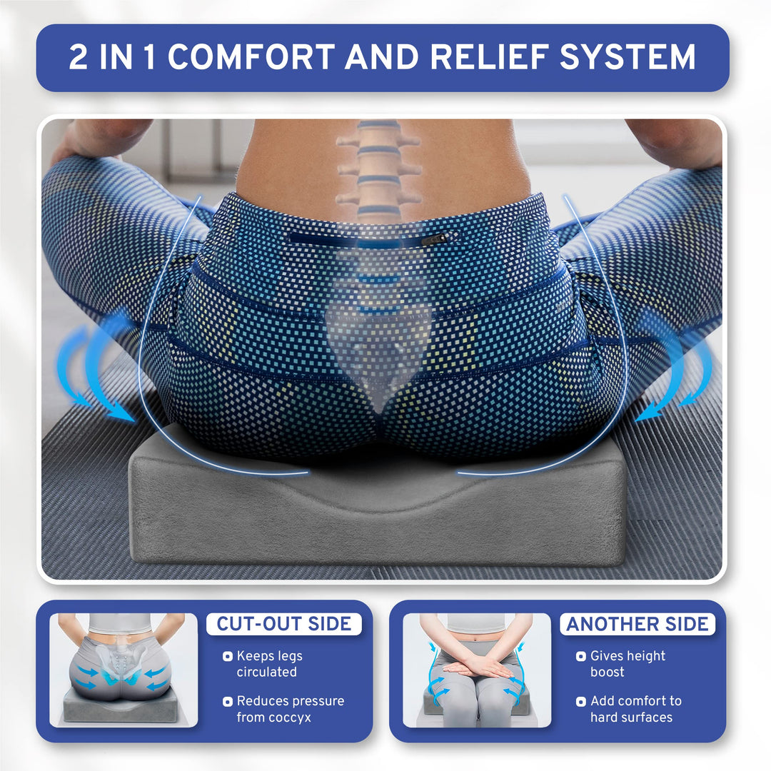 Wedge Car Seat Cushion and Office Chair Cushion - Memory Foam Tailbone Pain Relief Cushion for Driving, Office Chair, Gaming Chair - Orthopedic Support for Lower Back, Tailbone, Coccyx, Hips