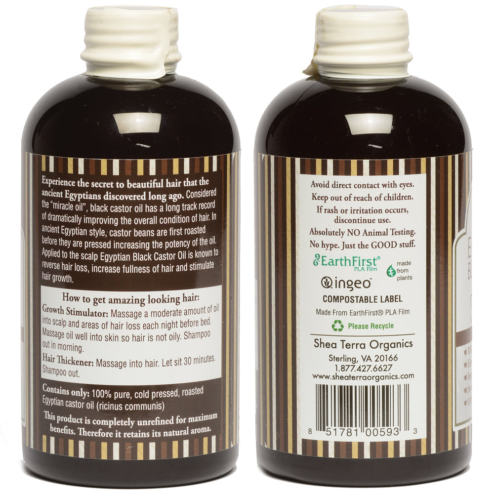 100 Percent Pure Egyptian Black Castor Extra Virgin Oil | All-Natural Strengthening and Conditioning Hair Oil for Healthy Hair Growth and Scalp– 8 oz
