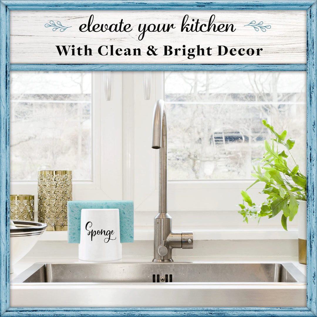 Sponge Holder for Kitchen Sink - Rustic Farmhouse Home &amp; Kitchen Decor - White Ceramic