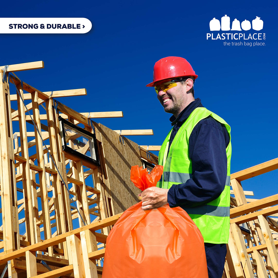 42 Gallon Trash Bags â”‚ 3.0 Mil â”‚Orange Heavy Duty Contractor Trash Bags â”‚ 33 x 48, 50 Count (Pack of 1)