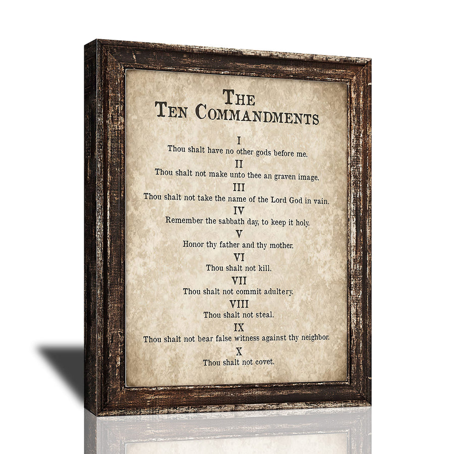 10 Commandments Wall Art Bible Verse Decor Vintage Christian Sign Christian Gifts Ten Commandments Canvas Prints Retro Religious Poster Scripture Artwork for Office Living Room Bedroom Church 12x16
