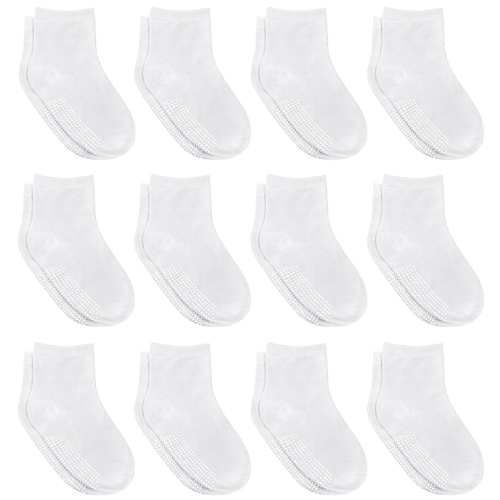 12 Pairs Non-Slip Toddler Socks With Grips for Baby Boys and Girls - Anti-Slip Crew Socks for Infant&#39;s and Kids