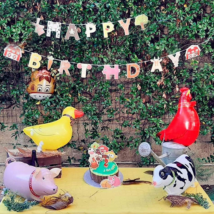 Luxury Farm Animals Birthday Decoration Farm Animals Birthday Banner Farm Animals Party Supplies Cow Balloons for Animal Birthday