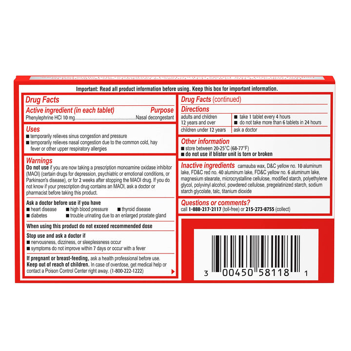 Sudafed PE Sinus Congestion Maximum Strength Non-Drowsy