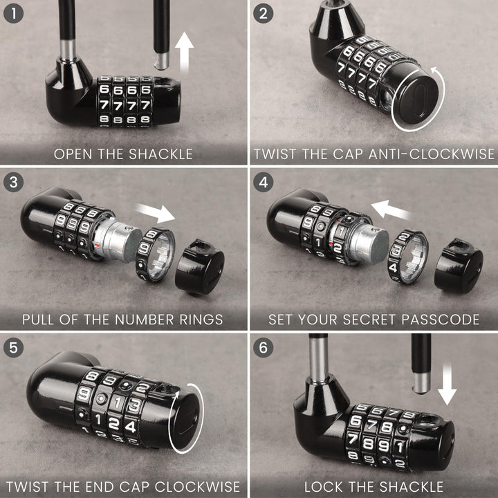 4 Digit Combination Padlock - 16cm/6 inch with Long Shackle - Heavy Duty Outdoor Waterproof Lock with Resettable Code - Pad Lock for Bicycles, Gates, Mountain Bike, Gym, School, Shed &amp; Lockers
