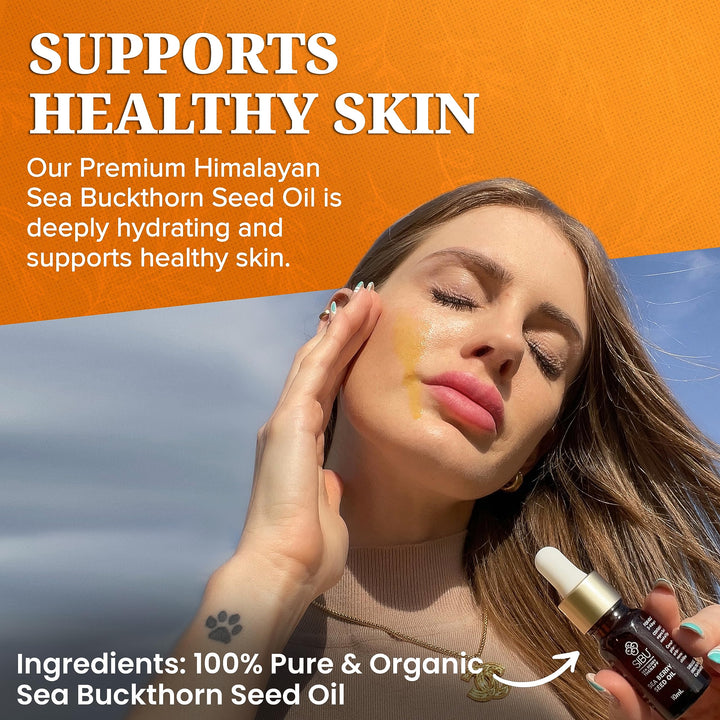 Sibu Premium Himalayan Sea Buckthorn Seed Oil, USDA Organic (10ml) – Amazing for Sensitive Skin, Breakouts, &amp; Irritation