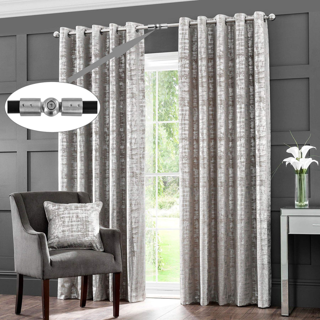 Window Heavy Duty Curtain Rods Connector Set of 2, Adjustable Curtains Rods Connector for Bay Windows Blinds with 1 inch Silver Color Stainless Steel