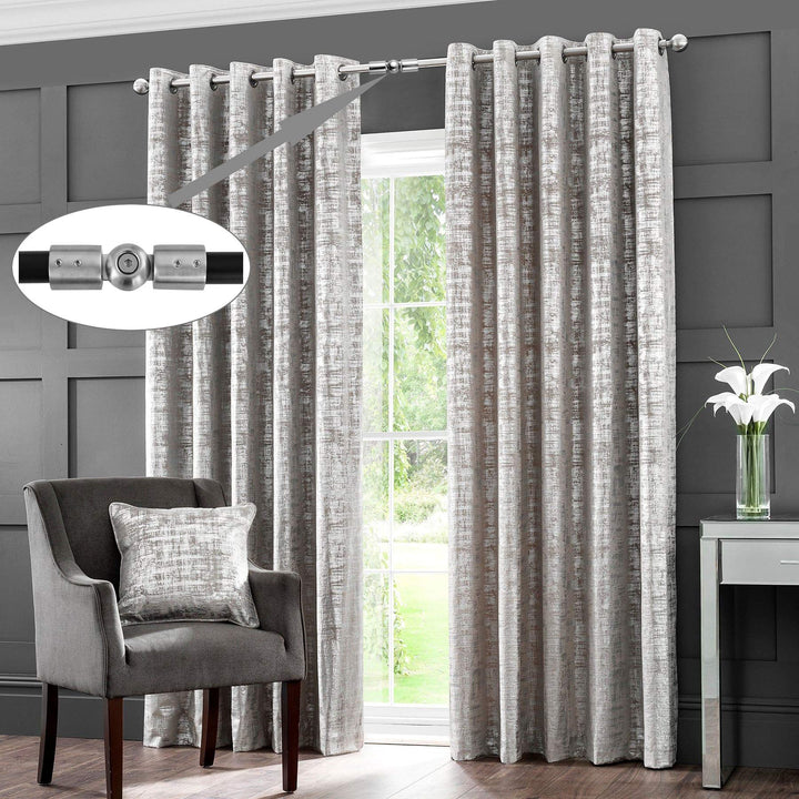 Window Heavy Duty Curtain Rods Connector Set of 2, Adjustable Curtains Rods Connector for Bay Windows Blinds with 1 inch Silver Color Stainless Steel