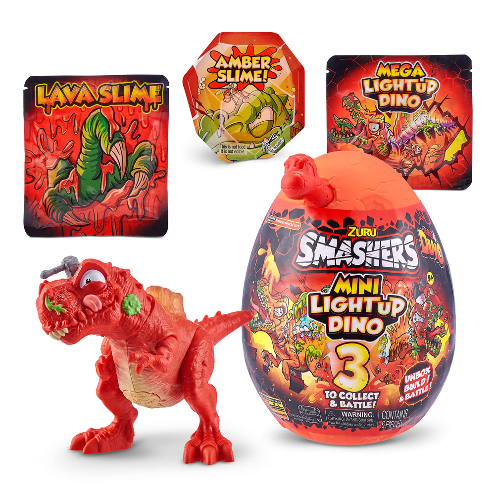 Smashers Combo Pack Mini Light-Up Dino T-Rex by ZURU with Lava Slime Surprise Series 4 - Amazon Exclusive Dinosaur Toy Tyrannosaurus for Boys and Kids